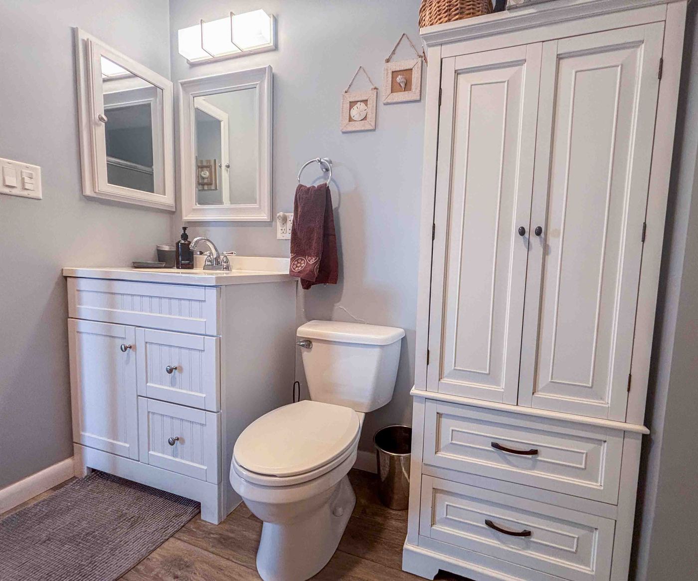 The bathroom vanity and fixtures at Sunset Haven