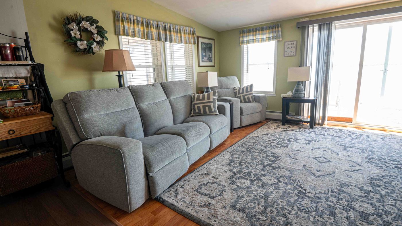 Living room seating at Sunset Paradise